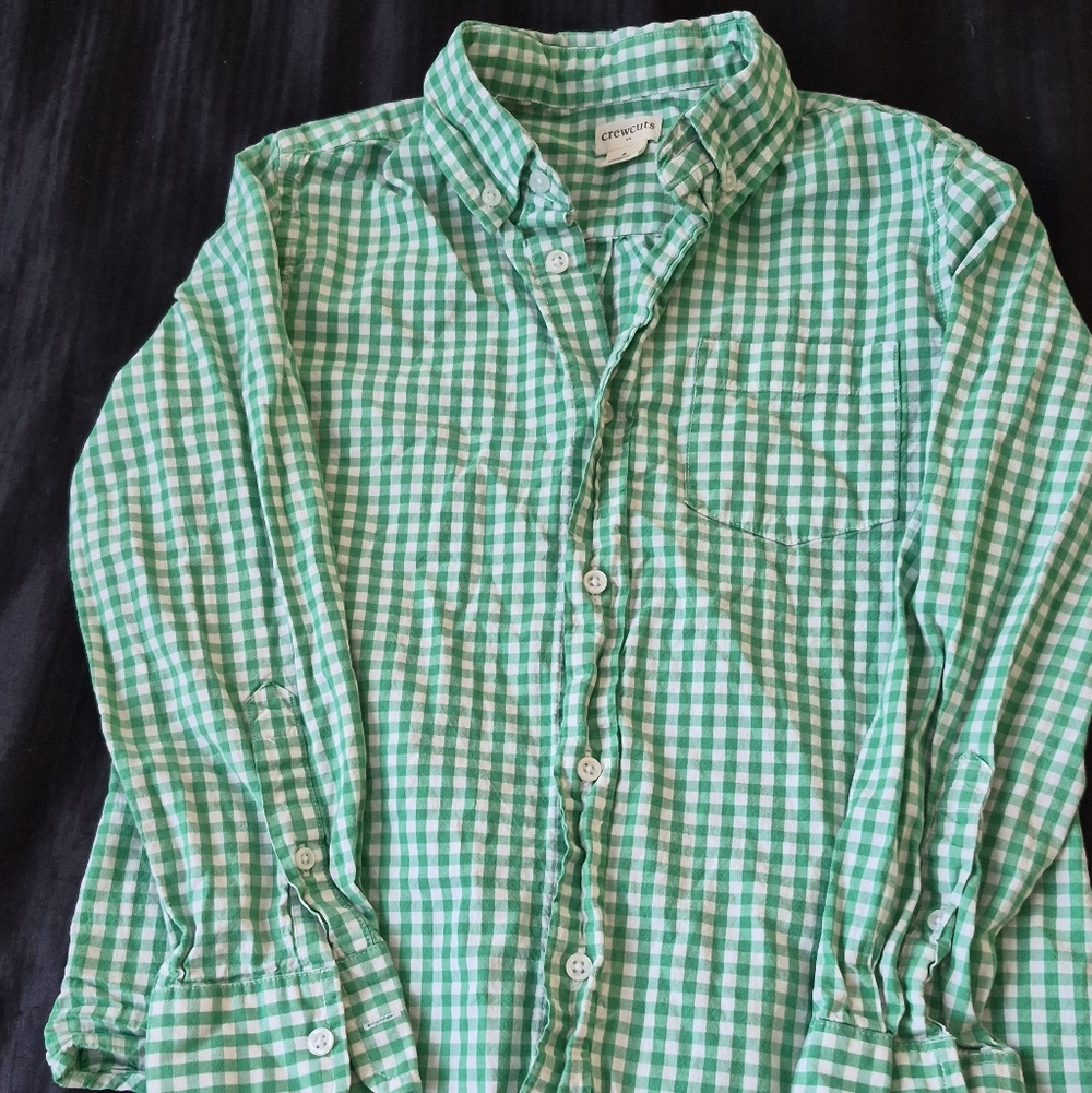 Crewcuts Green Checkered Kids Button-Down Shirt